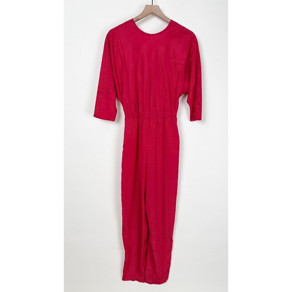 Vintage Jumpsuit Draped Cowl Low Open Back High Rise Waisted Disco Party 70s 80s